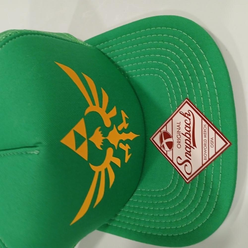 Nintendo ZELDA Green Mesh Snapback Hat with Gold Logo